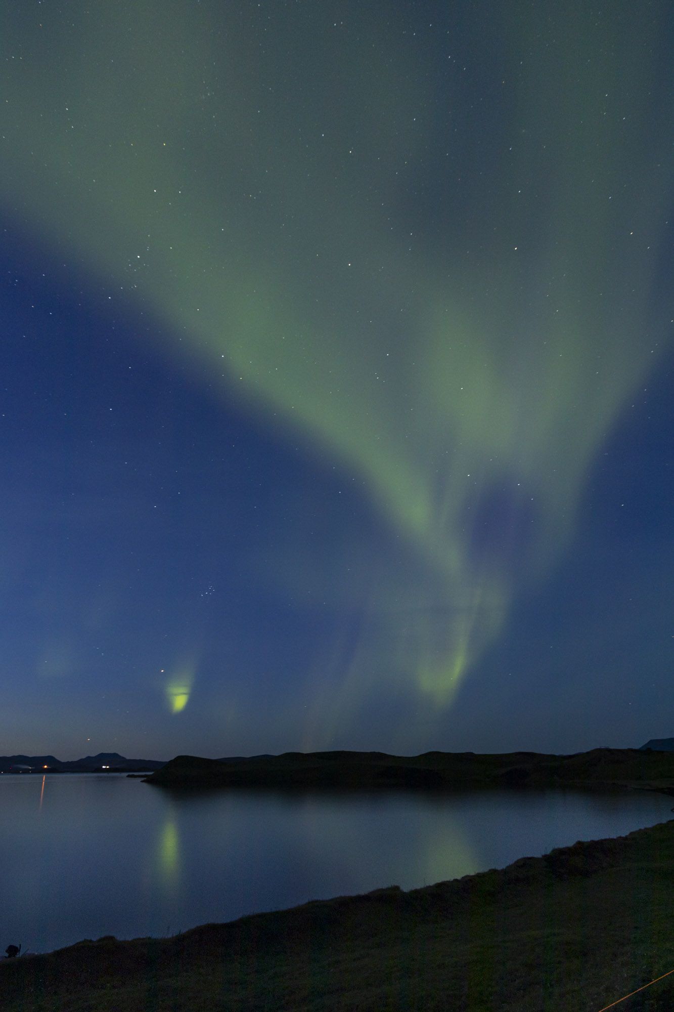 Northern lights at M�vatn lake